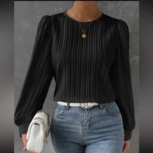 Black Lantern Sleeve Womens Blouse Size Medium